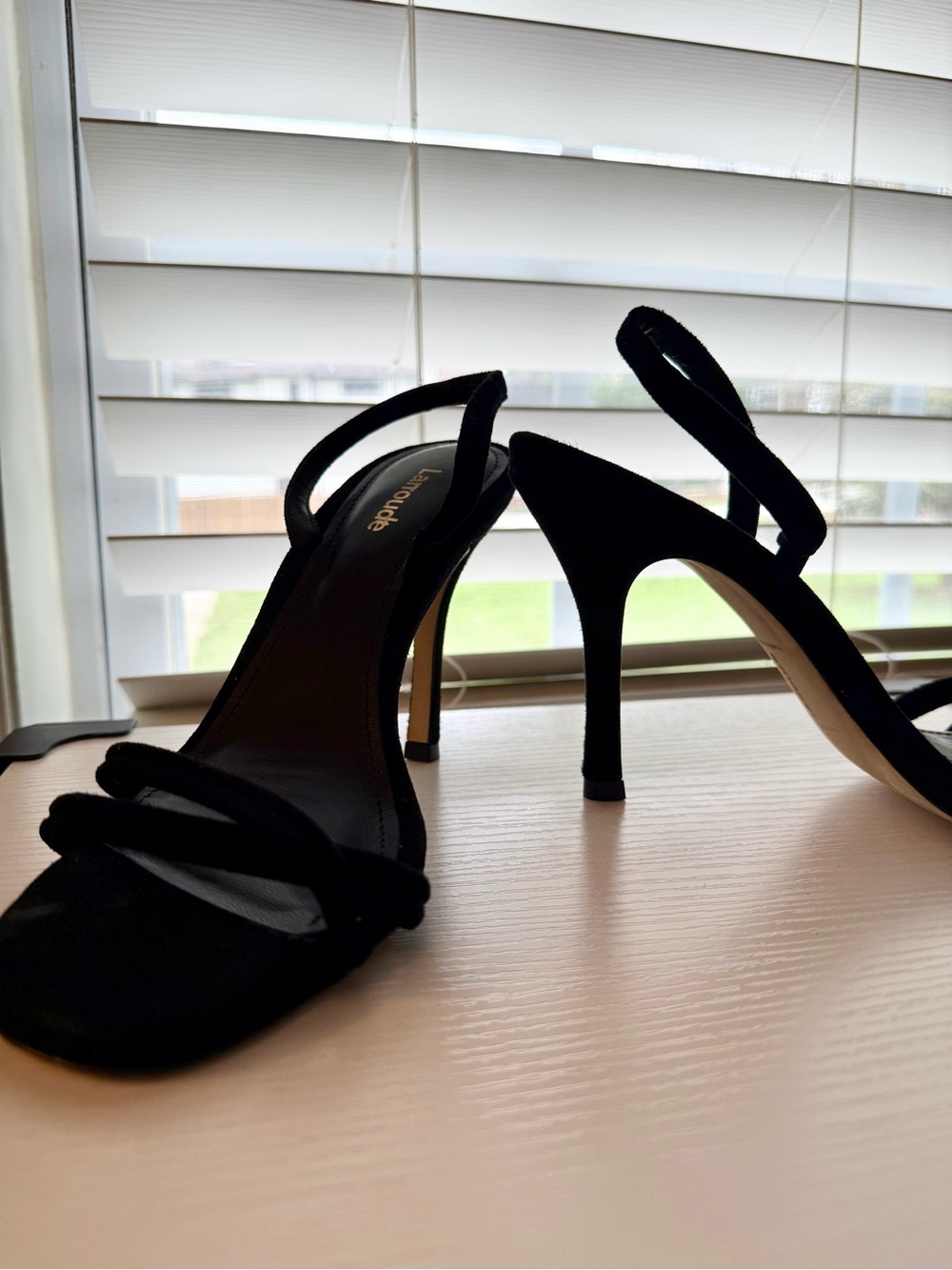 Larroude Black Suede Double-Strap Slingback Heels (size 7) - Picture 6 of 11
